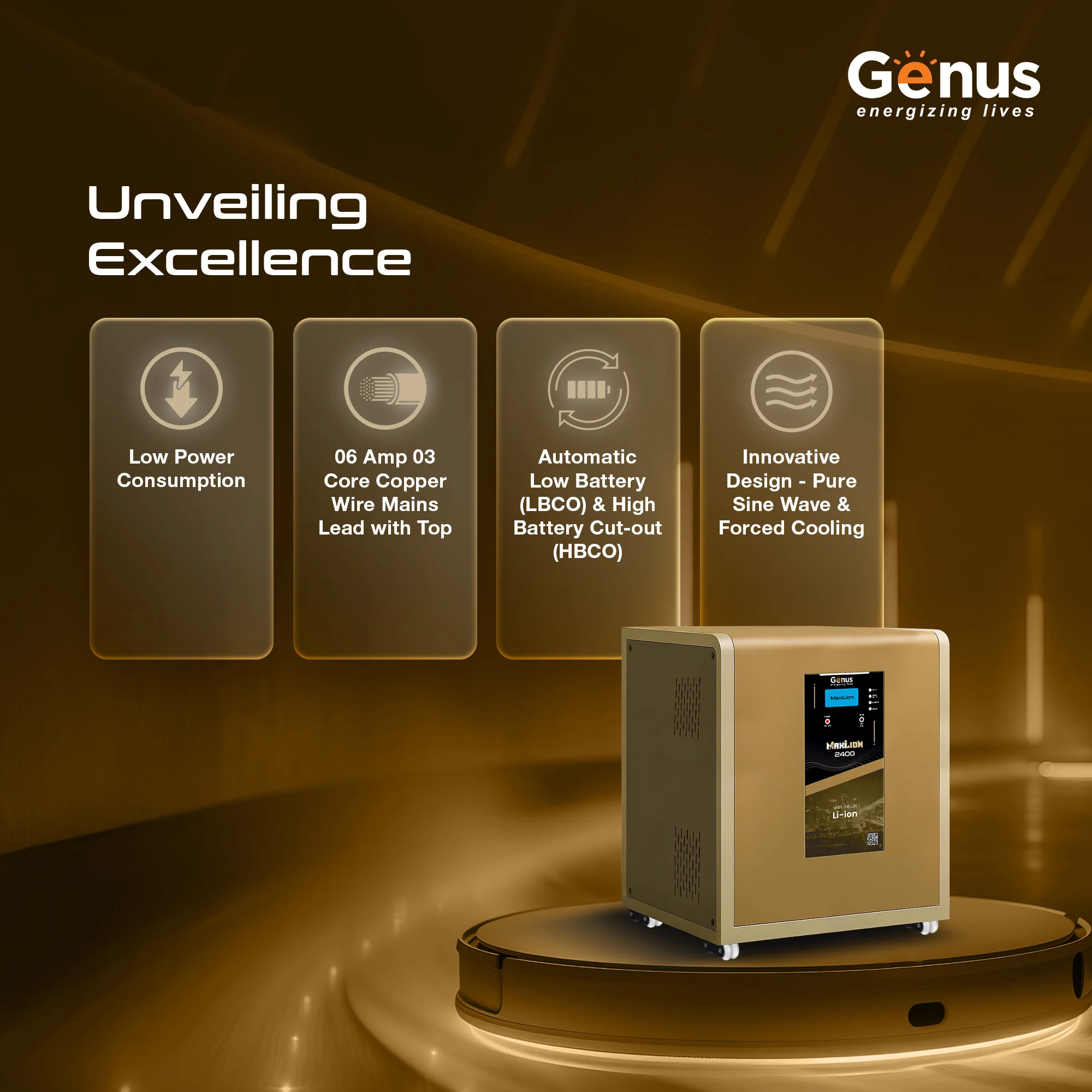 Genus Maxilion 2400VA Lithium Inverter Battery