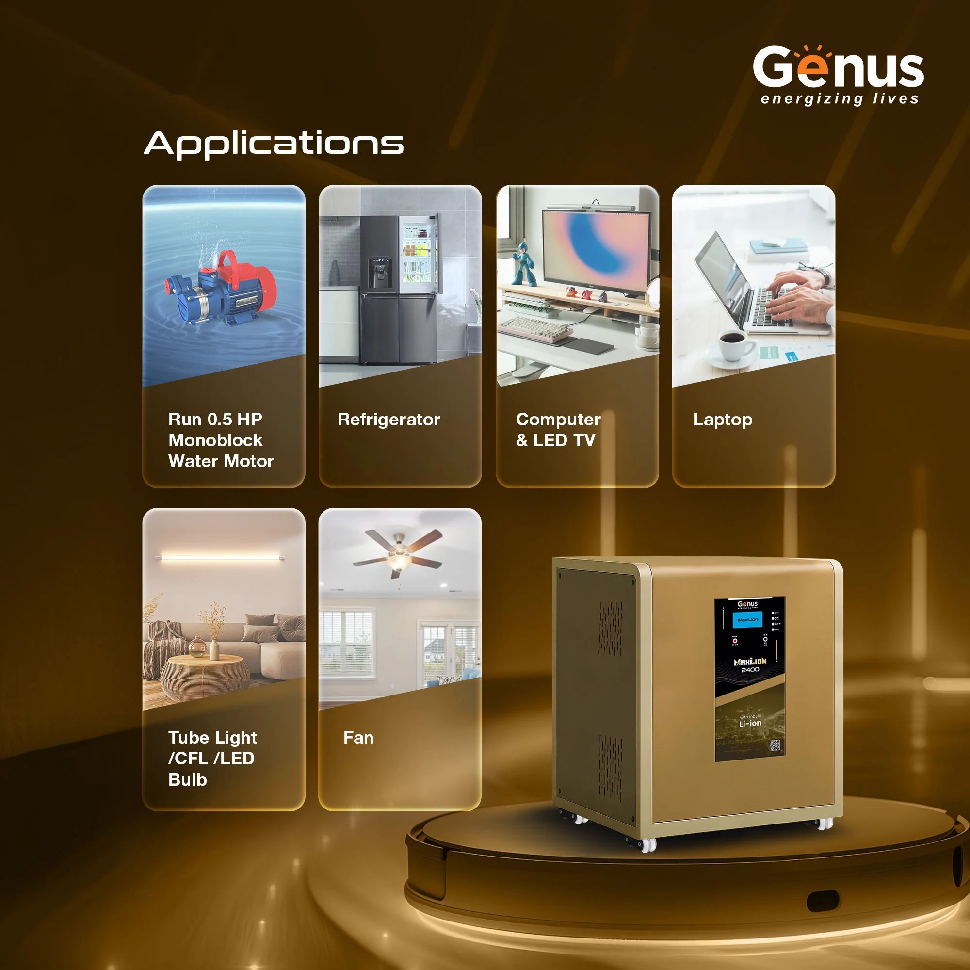 Genus Maxilion 2400VA Lithium Inverter Battery
